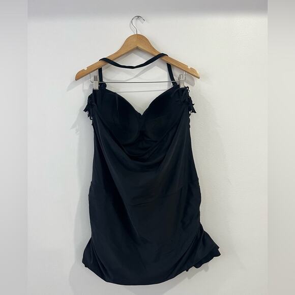 Swimsuits For All Fringe Ruffle Swim Dress bandeau removable straps 24 - Picture 6 of 7